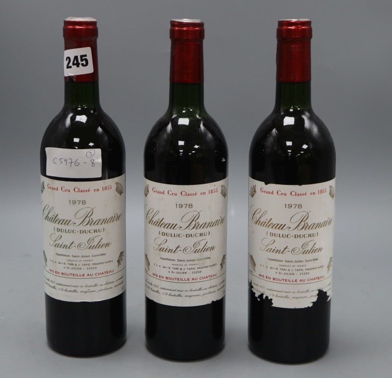 Three bottles of Chateau Branaire-Ducru St Julien 1978